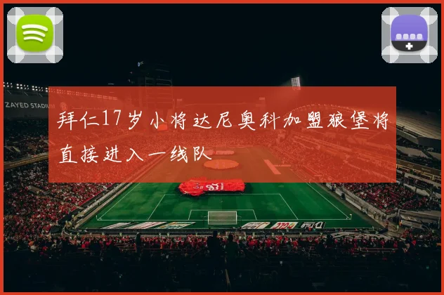 拜仁17岁小将达尼奥科加盟狼堡将直接进入一线队